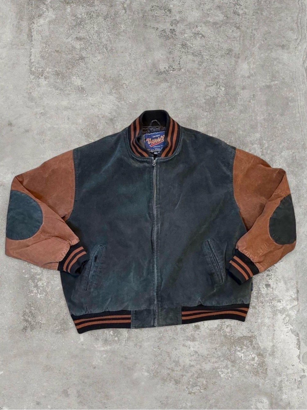 Vintage Varsity Princeton NJ Suede Leather Sleeve Letterman Jacket Men’s XXL